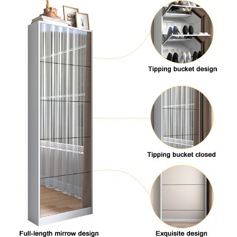 Le Reflet Parfait - Armoire à Chaussures avec Miroir Pleine Longueur